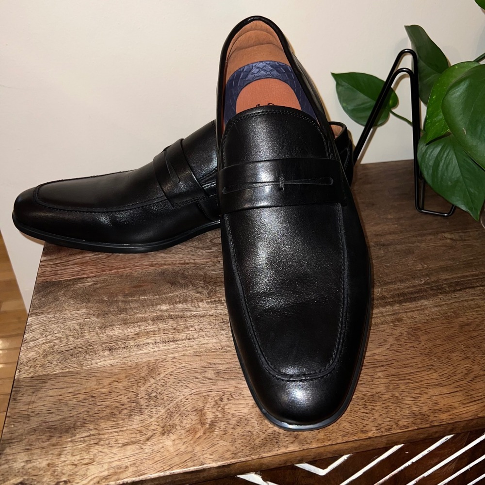 Florsheim Zaffiro Moc Toe Black Leather Penny Loafers Mens 11M Dress Shoes